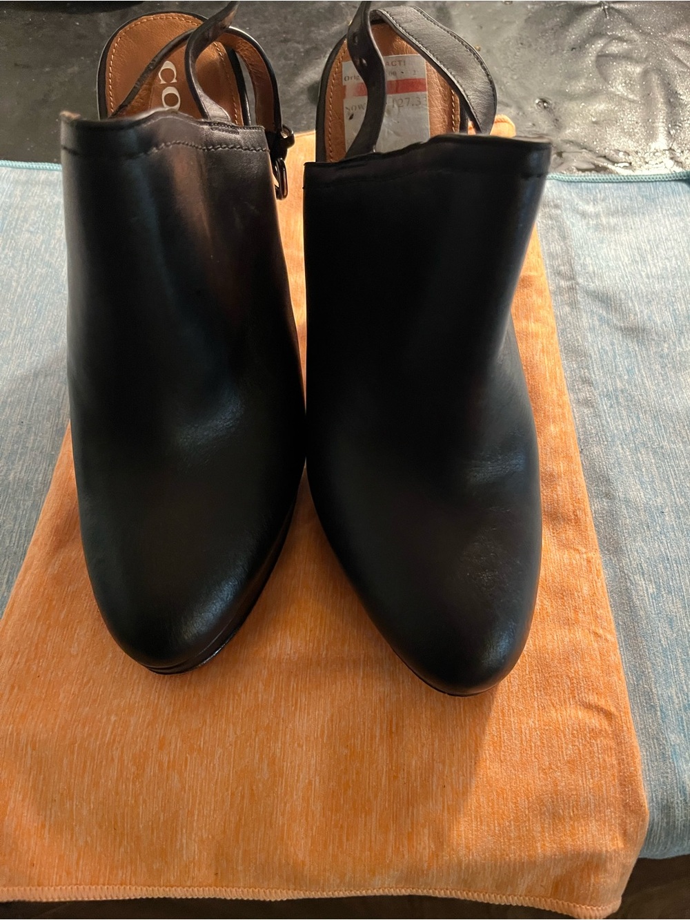 Coach Black Leather Heeled Mules